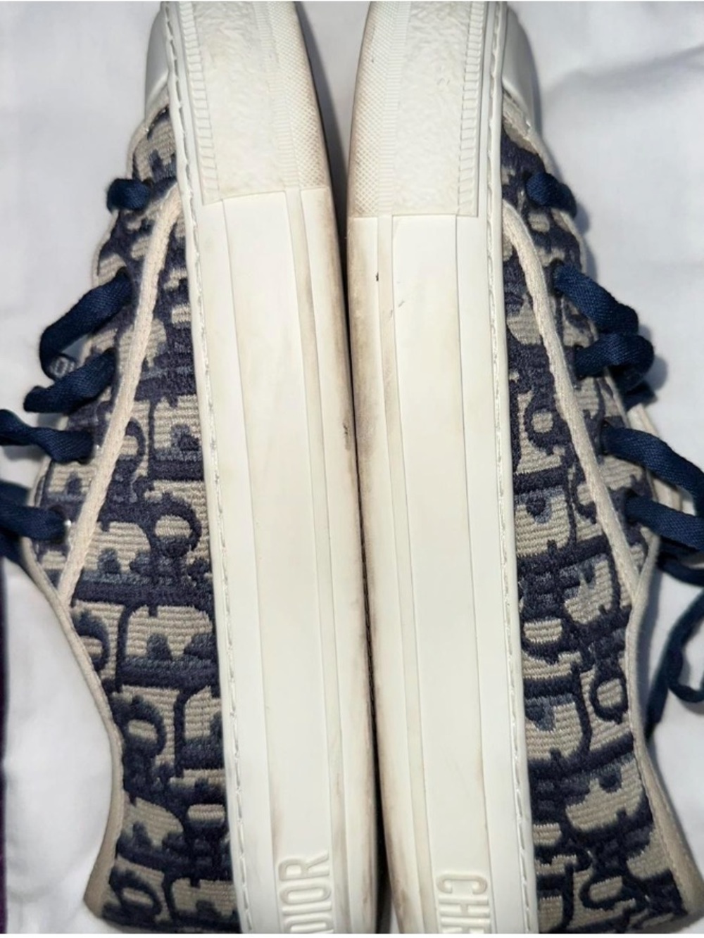 Dior Navy and Cream Oblique Embroidered Sneakers
